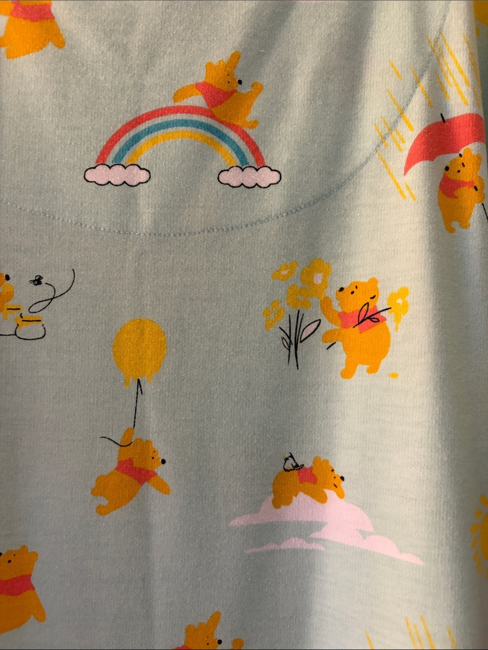 Disney Light Blue Winnie-the-Pooh Short Sleeve Nightgown with Yellow Prints - Picture 4 of 4